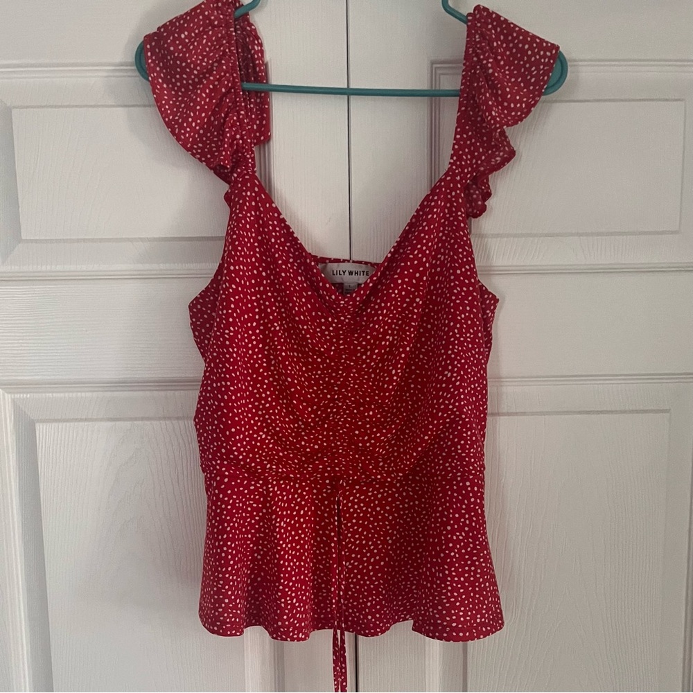 Lily White Red Polka Blouse ❣️
